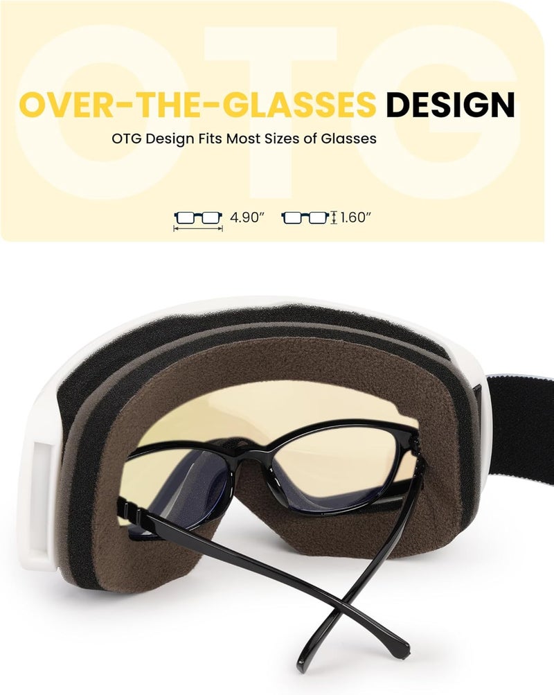 Snower Kids Ski Goggles, Anti-Fog Snow Goggles with OTG Design, 100% UV Protection, HD Lens for Kids Boys Girls - Image 3
